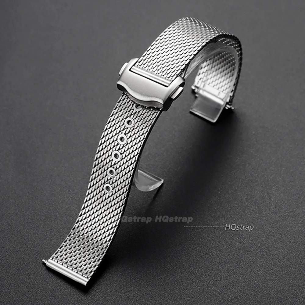 Edelstahl-Uhrenarmband 20 mm für Omega Seamaster 007 300 für Speedmaster Mesh-Armband mit Faltschließe Business-Armband – Detail 3