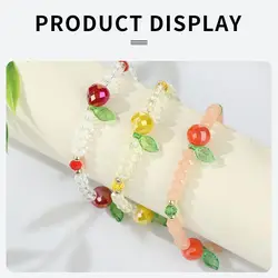 Jewelry Colorful Lovely Women Girl Sweet Elastic Rope Bracelets Fruit Crystal Beaded Bracelet Bangles Glass Crystal Stone