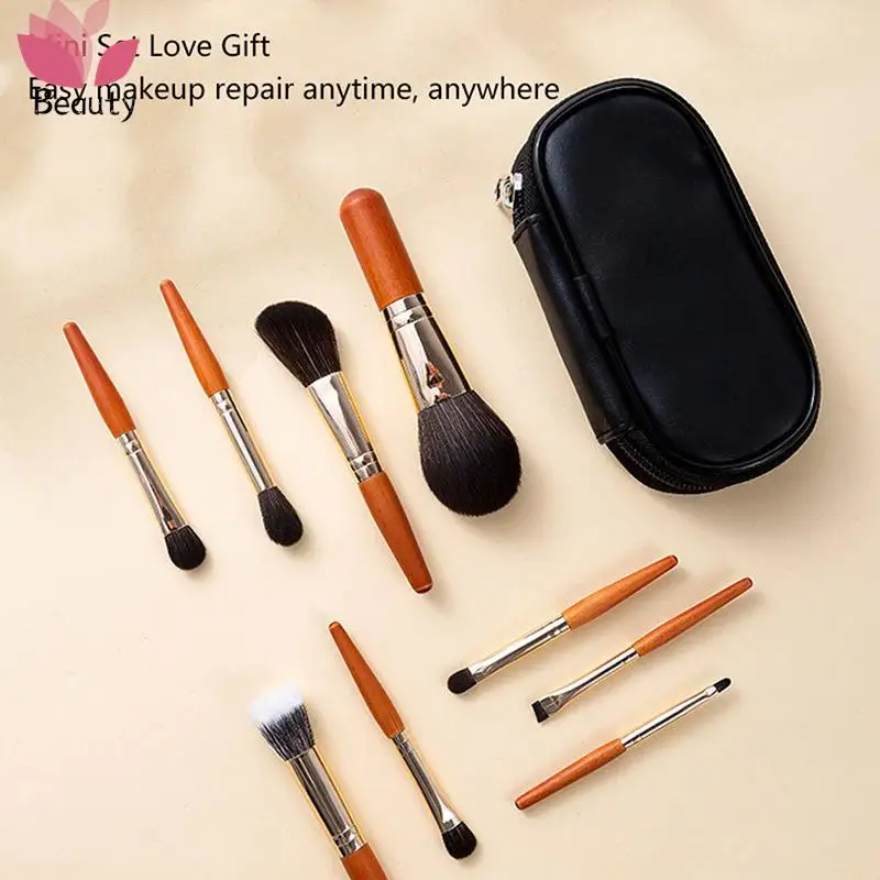 9pcs Protable Makeup Brushes Set MiniCosmetic Brush Powder Foundation Blush Blooming Eyebrow Eyeshadow Blending Brush Kit