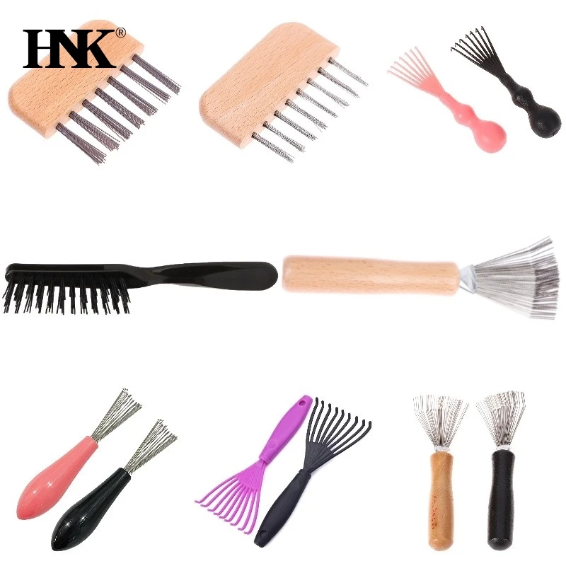 Plastic Wooden Comb Cleaner Delicate Cleaning Removable Hair Brush Comb Cleaner Tool Handle Embeded Tool Broken Hair Cleaner