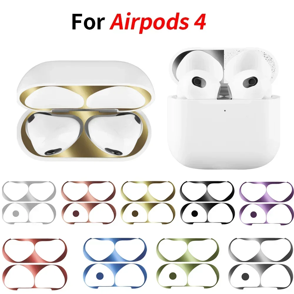 For Apple AirPods 4 Ultra Thin Metal Dust Scratch Resistant Sticker Metal Dust Guard Protective Earphone Protective Film