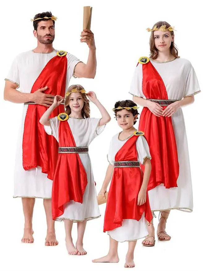

New Halloween Medieval Roman King Costume Adult Children's Play Dress up Ancient Roman King Women's Ethnic Stage Costume