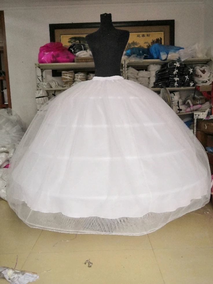 New Hot Sell 3 Hoops Big White Petticoat Super Fluffy Crinoline Slip Underskirt For Wedding Dress Bridal Gown In Stock