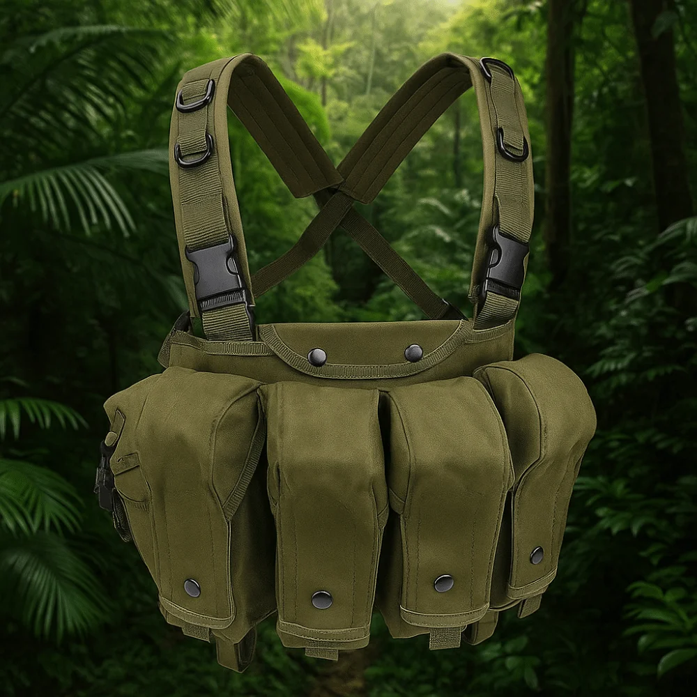 

6-pockets Outdoor Vest Bag Large Capacity High Density Nylon Climbing Chest Pocket Scratch&Wear Resistant Durable