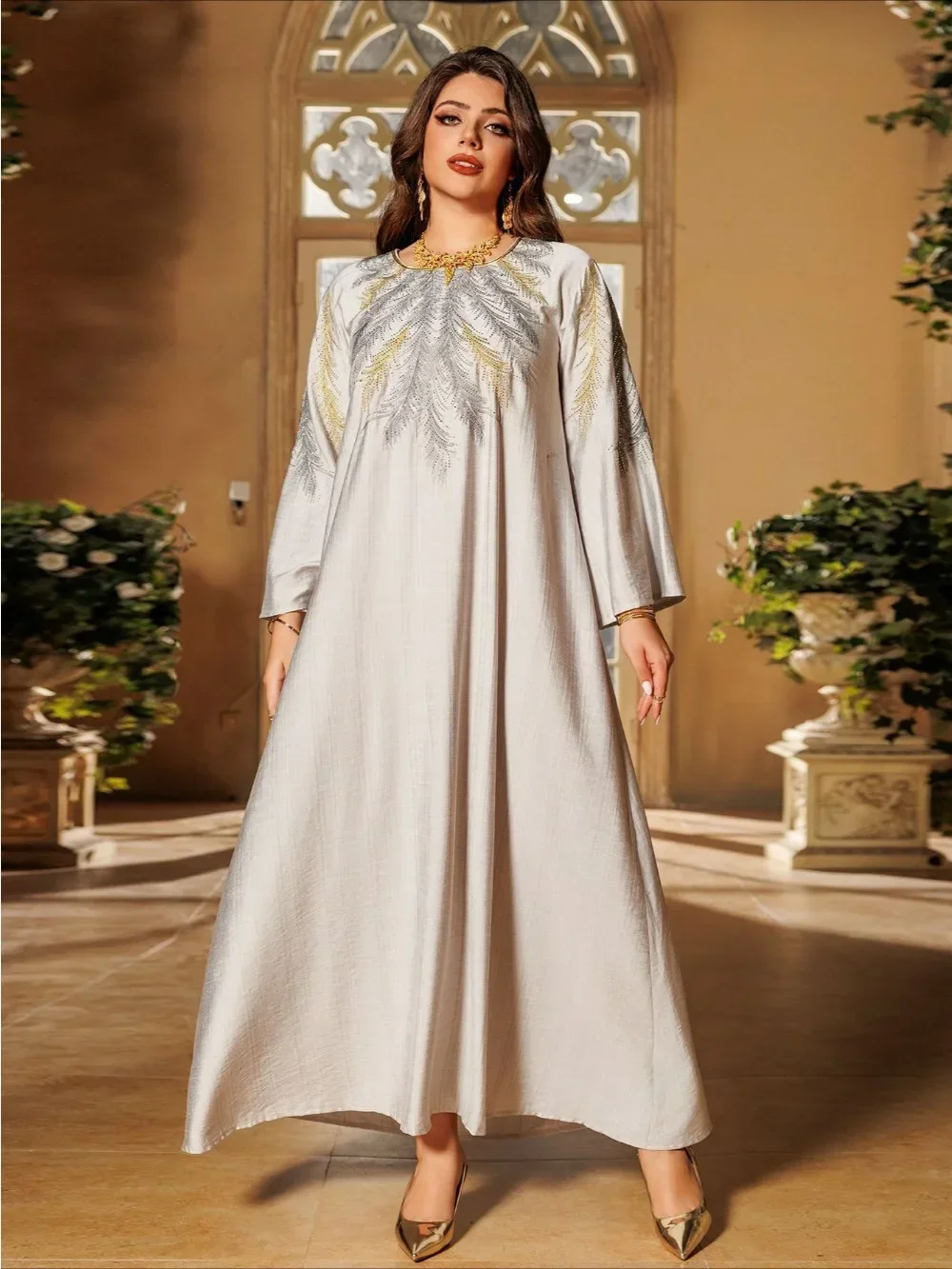 Marocchino Caftano Eid Abaya Musulmano per Le Donne Abiti Da Festa Jalabiya Modesto Ramadan Dubai Abaya Islam Abiti Arabo Abito Lungo 2024