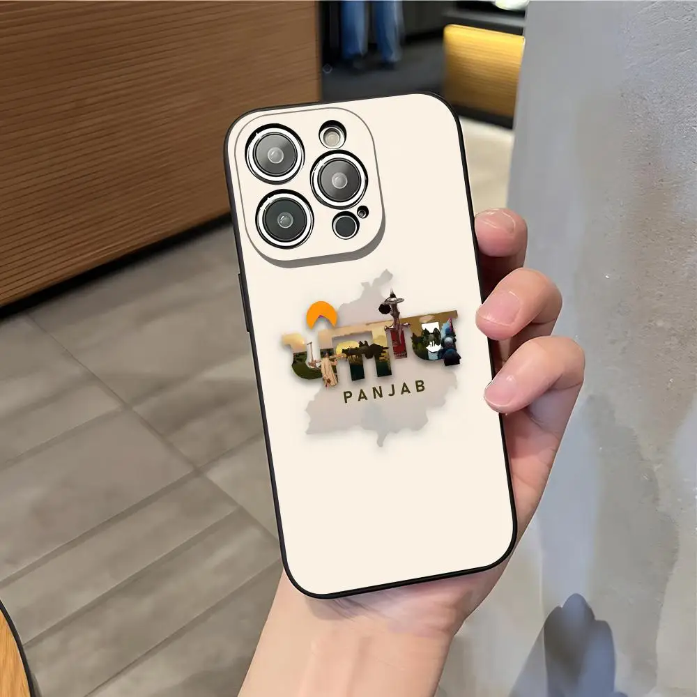 حافظة هاتف P-Punjab Map لهاتف آيفون 17 Ari 16 E Pro Max 15 14 13 Mini 12 Pro 11 XS Max 7 8 Plus غلاف ناعم أسود