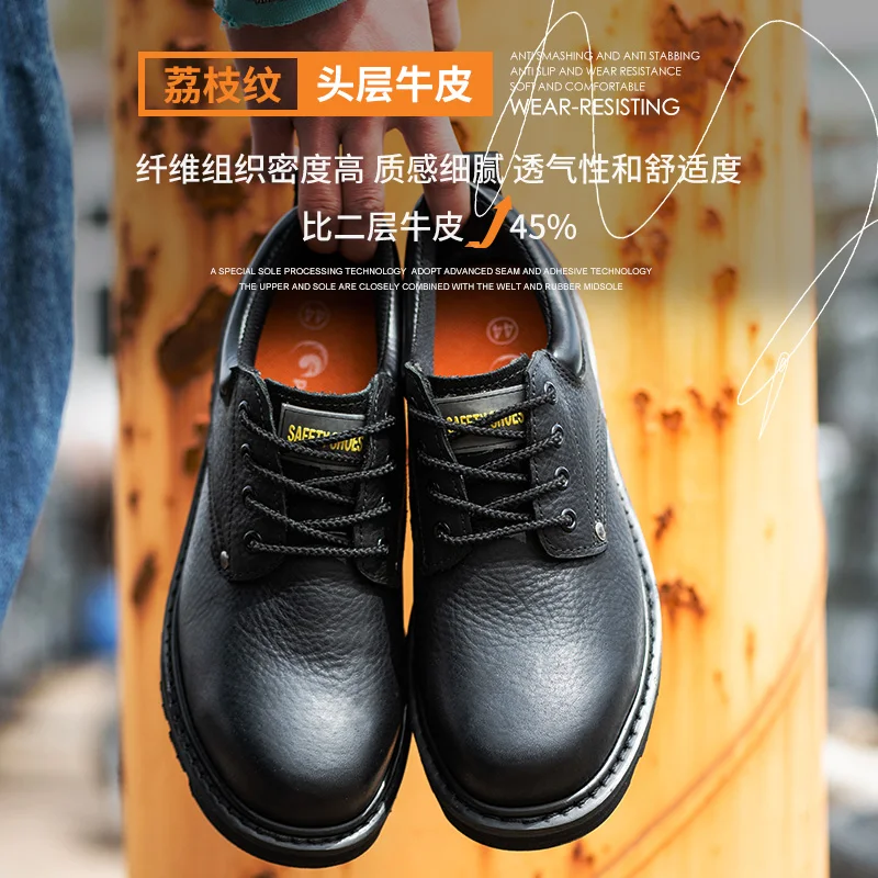 Genuine leather safety shoes goodyear welted work boots  with steel toce cap construction men