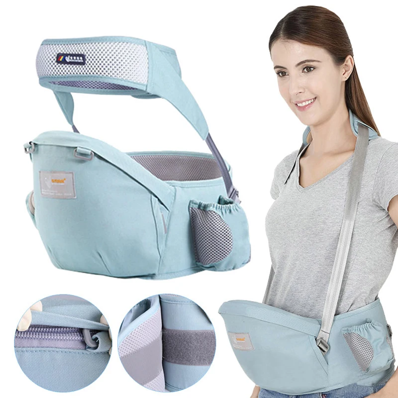 Porte-bébé en coton avec tabouret à la taille, porte-bébé, écharpe, siège de hanche pour enfants, sac de marcheurs pour bébé, support avant Wra