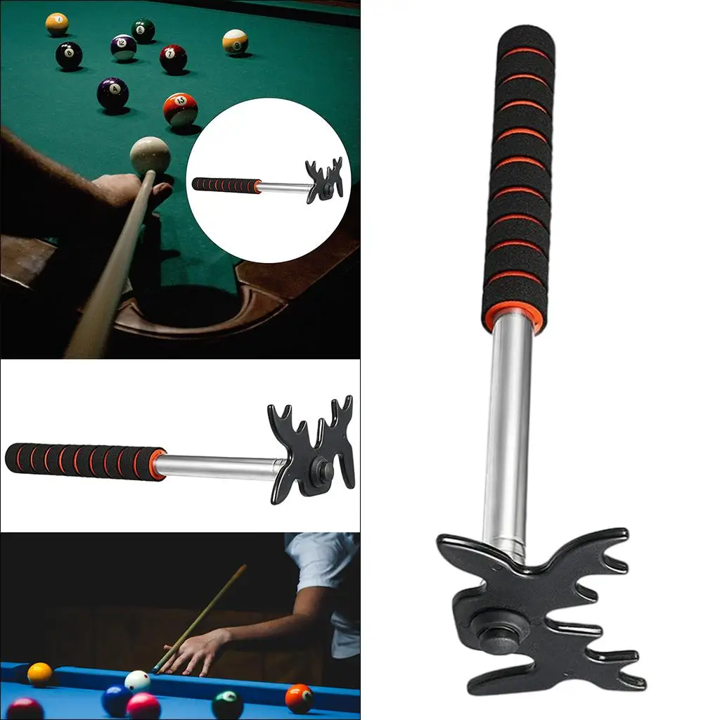 Retractable Billiards Pool Cue Stick with Removable Plastic Bridge Head Stainless Steel Portable for Indoor Competition