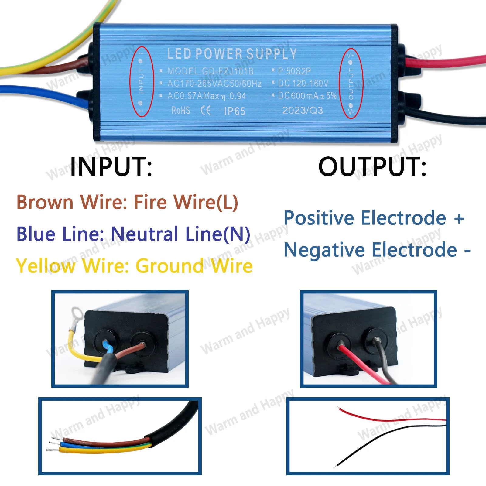 50W 100W LED Waterproof Isolation Driver DC120-160V 300mA 600mA Constant Current Voltage Power Supply LED Lighting Transformer