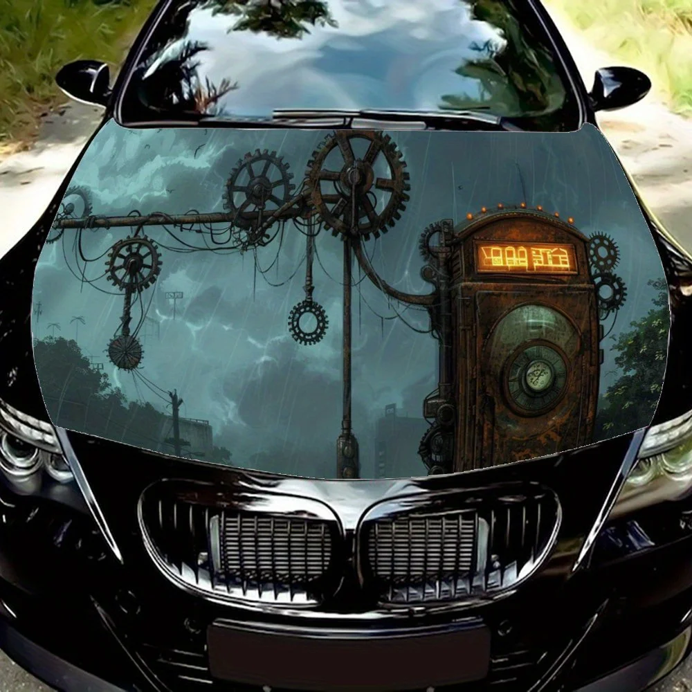 機械式電話キオスク車のボンネットラップカラービニールステッカートラックグラフィックボンネットオートアクセサリー装飾保護デカールギフト