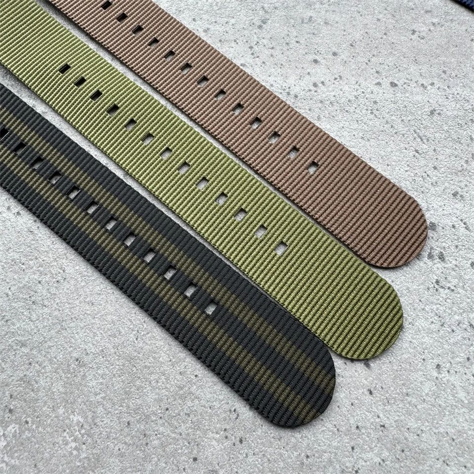 Hot New 22MM Fabric Watchband Sports Nylon Watch Straps Fashion Men‘s Wristband Army Brown for Watches