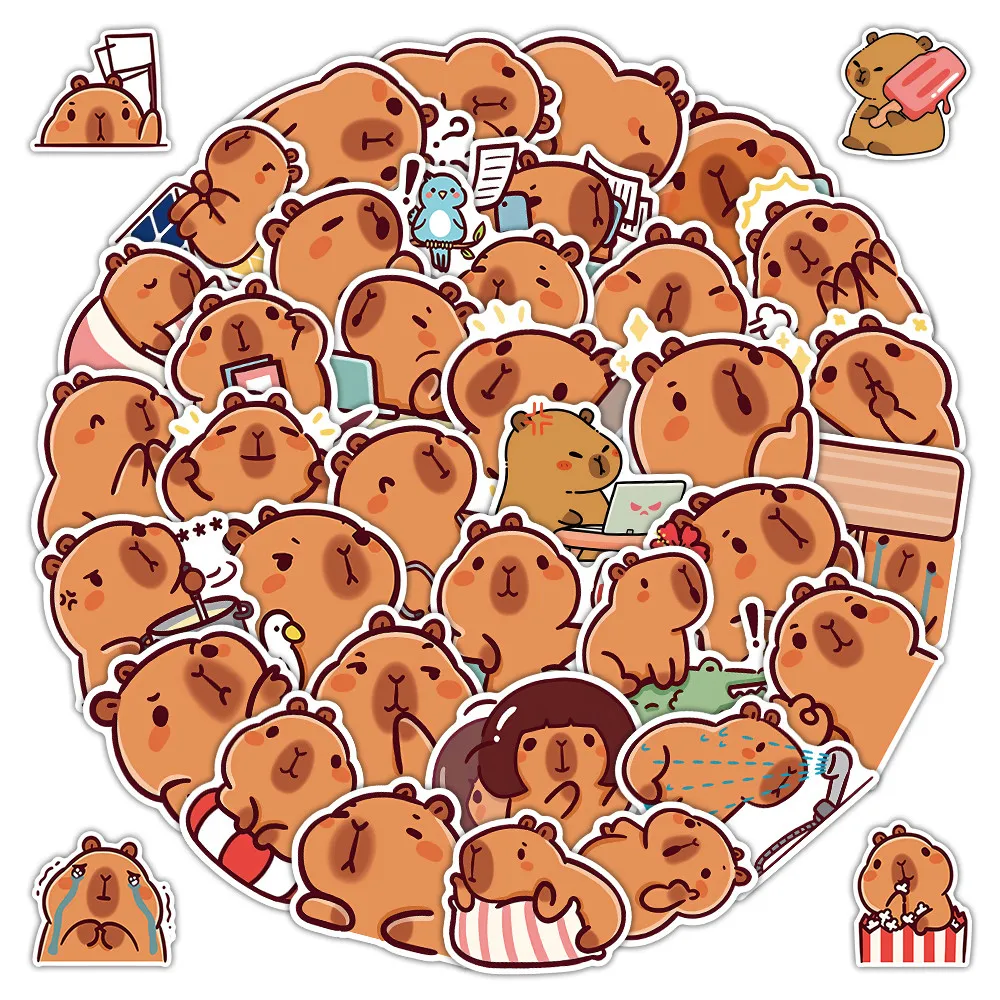 42Pcs Kawaii Capybara Cute Animal Stickers Waterproof Vinyl Decals for Laptop Journal Scrapbook DIY Decor Peel Joy Sticker Store