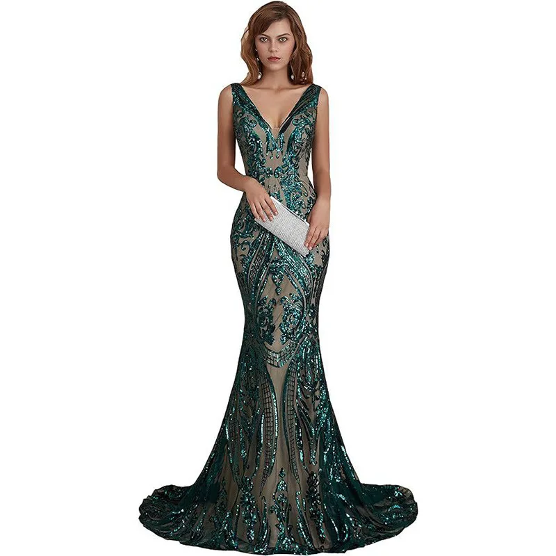 Sexy moderne dentelle sirène robe de soirée col en V sans manches Appliques balayage train robe de bal robe d'invité de mariage 2025 gratuit personnalisé