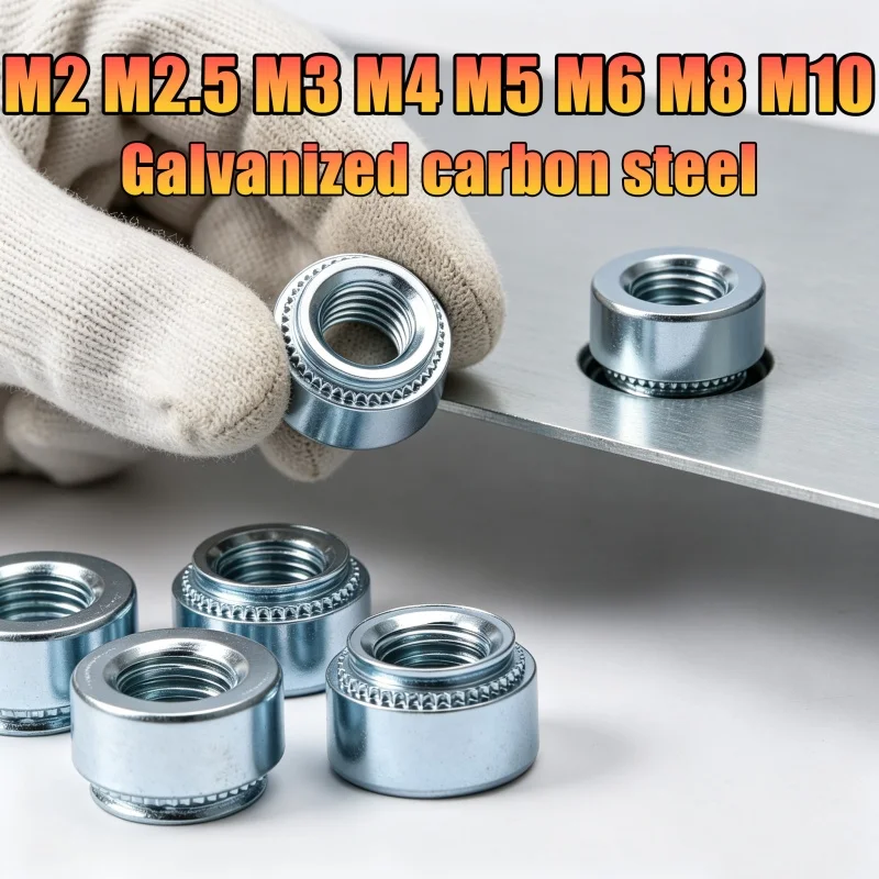 M2 M2.5 M3 M4 M5 M6 M8 M10 Slab Thickness 0.8mm~3.2mm Carbon Steel Rivnut Self-Clinching Insert Nutsert Press Rivet Nut