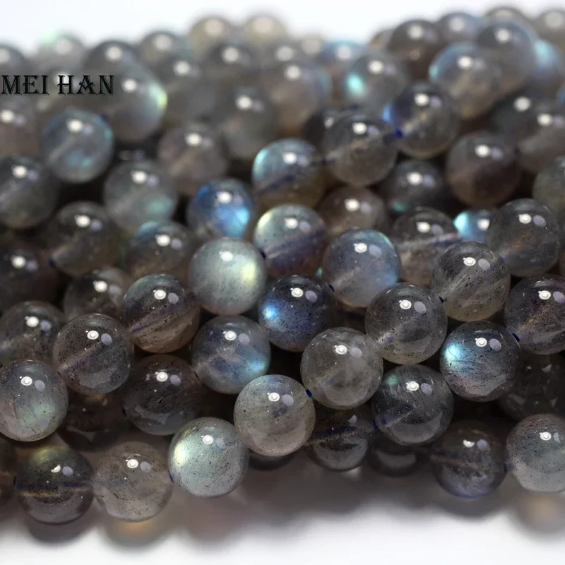 Meihan Natural AAA Madagascar Blue Labradorite smooth round gem stone loose beads Hot Selling Sroducts for jewelry DIY making