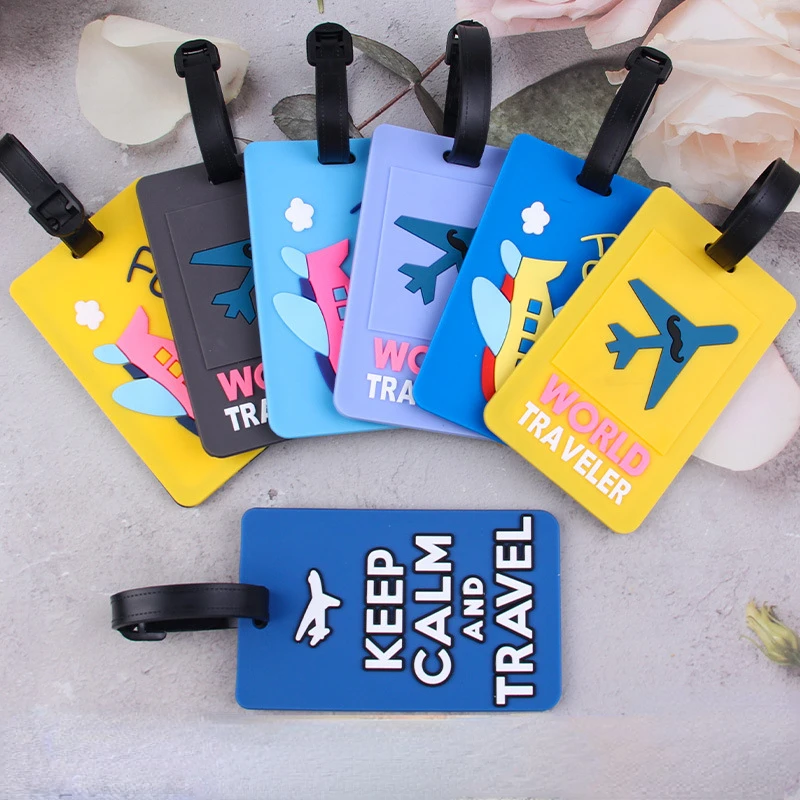 

Cute PVC Luggage Tag Travel Accessories Baggage Name Tags Suitcase Address Label Holder Organizer for Travel Luggage Strap