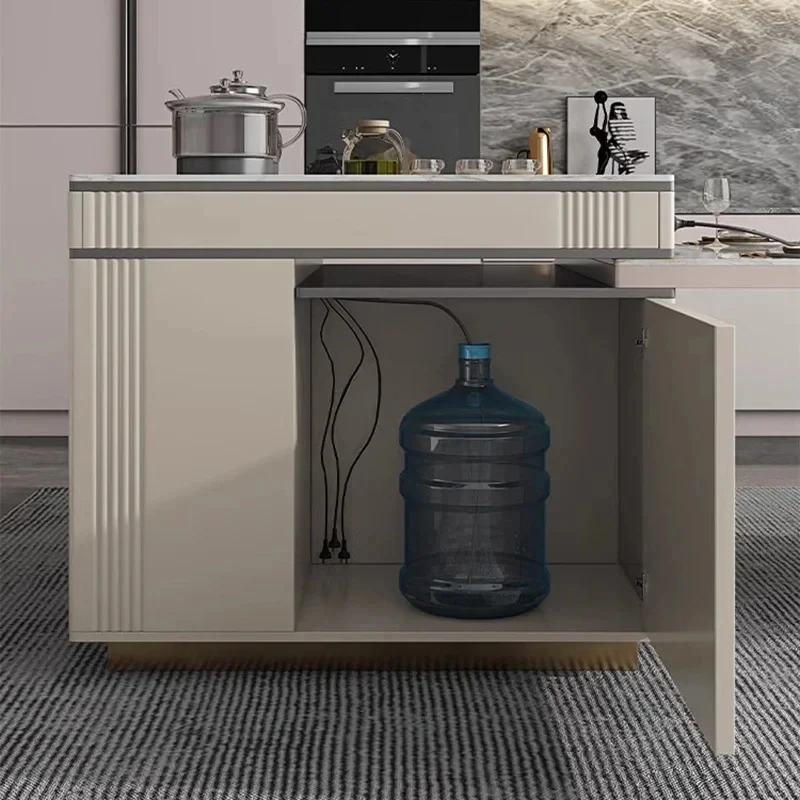 Moderne luxe rotsplaat eilandtafel met schaalbare eettafel uit één stuk