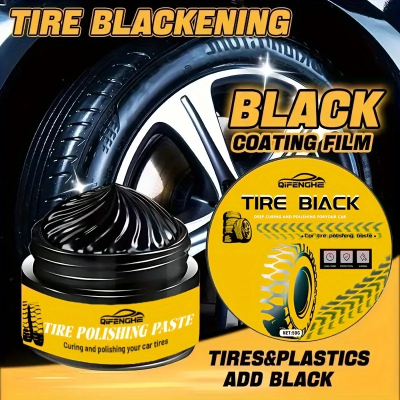 50g multifunctional car, motorcycle, bicycle tire care coating paste, black durable formula, anti-cracking, anti-scratch 