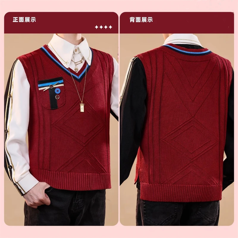 

Cos-Mart Love And Deepspace Rafayel Cosplay Costume Shirts Pants Sweater Red Maple Season Anime Exhibition Hallowmas Men’s Wear