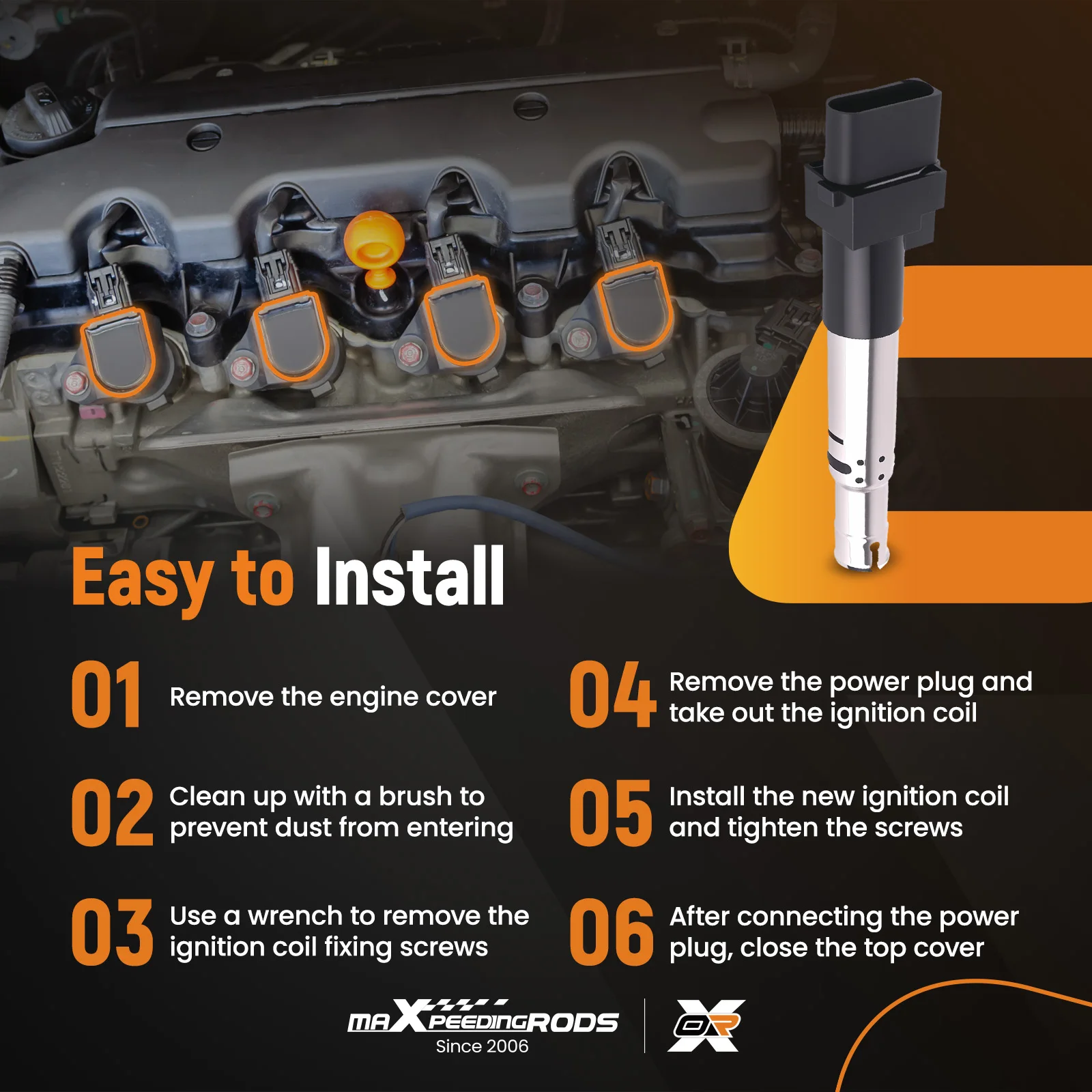 6 قطعة مجموعة ملفات الإشعال لشركة فولكس فاجن طوارق باسات أودي TT 2004-2008 5C1465 E1031 #5