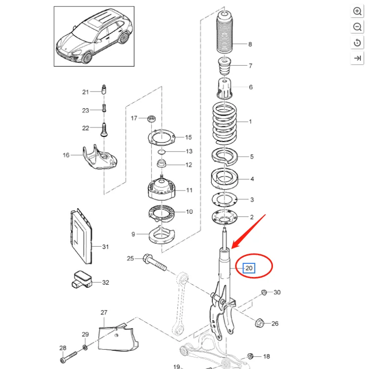 95834304300 95834304400 Pair Front Shock Absorbers For Porsche CAYENNE (92A) 3.0 Diesel 3.6 GTS V6 Turbo 4.2 S Diesel 4.8 Turbo