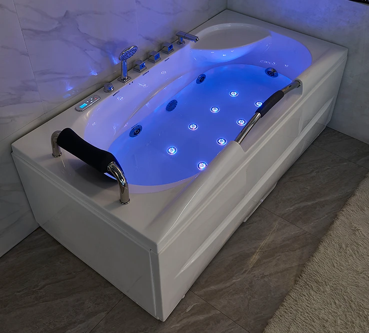 Home adult acrylic single massage with armrest smart thermostatic bathtub