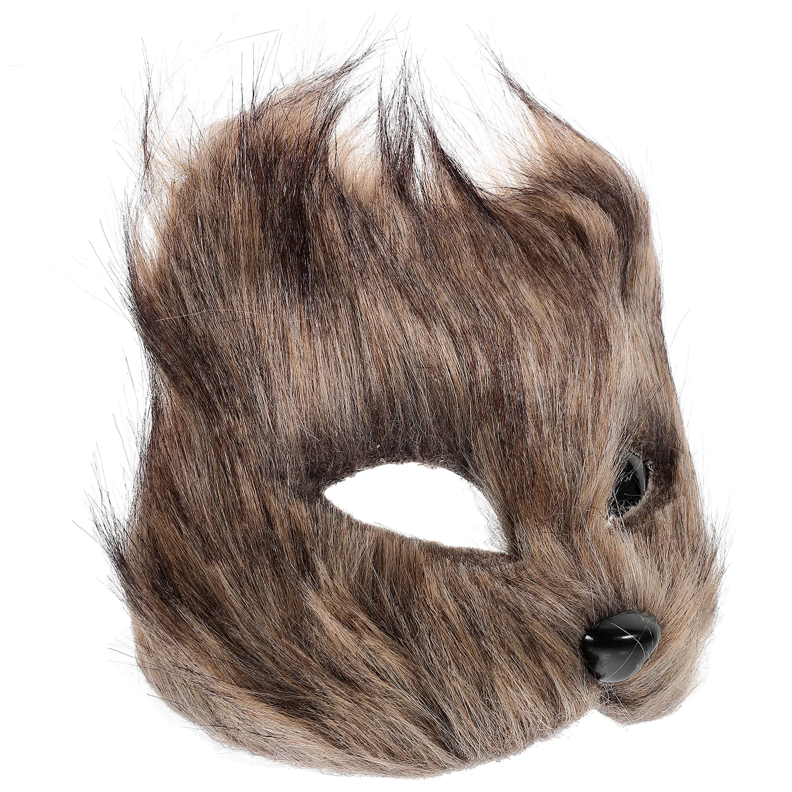 

Fox Mask Half Face Furry Animal Masks for Halloween Costume Prop Gray Long Hair Men Women Carnival Photo Booth Props Masquerade