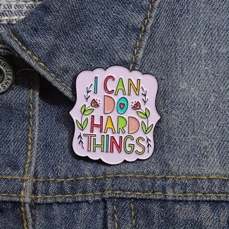 Flower English Beautiful and Cute Badge Text Sentences Metal Brooch Clothing Accessories Collar Needles Elegant and Exquisite