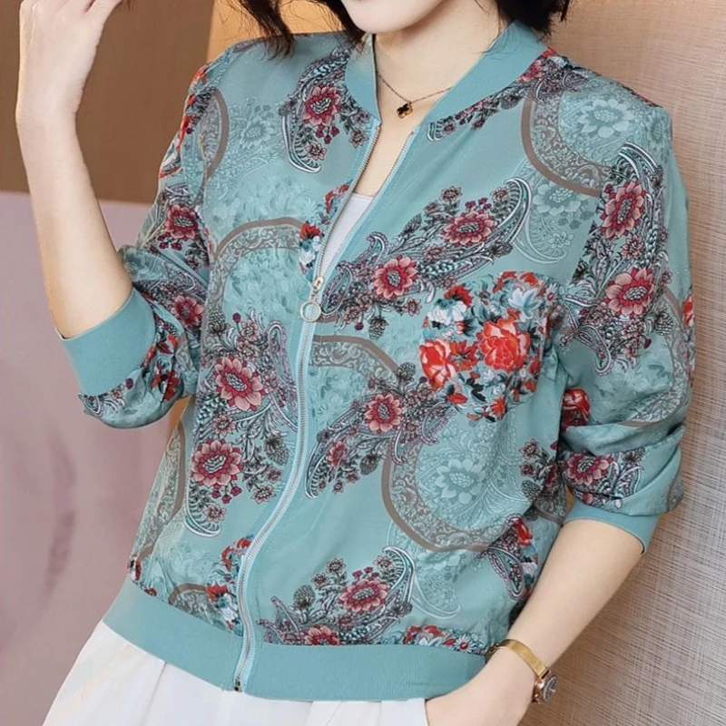 เสื้อแจ็คเก็ตชีฟองน้ำหนักเบาสำหรับผู้หญิง ป้องกันรังสียูวี แขนสั้น ทรงหลวม สไตล์เบสบอล เสื้อคลุมกันแดด ไซส์ใหญ่