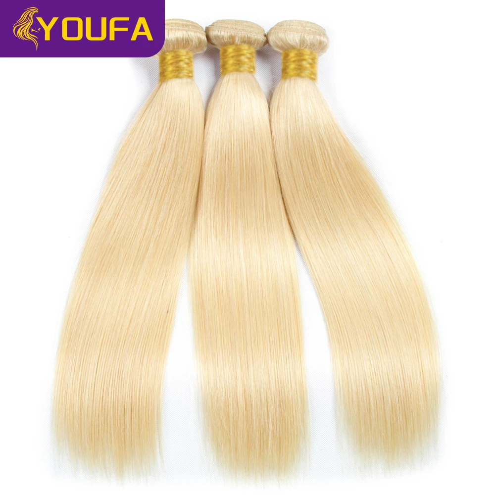 12A 613 Blonde 100% Human Hair Bundles For Women Brazilian Straight Human Hair Weave Can Be Bleached Honey Blonde Human Hair