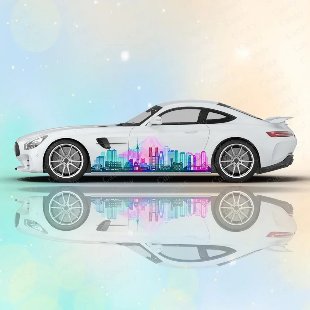 CITY Skyline Abstract Car Body Stickers Abstract Itasha Vinyl Car Side Decal Sticker Car Body Sticker