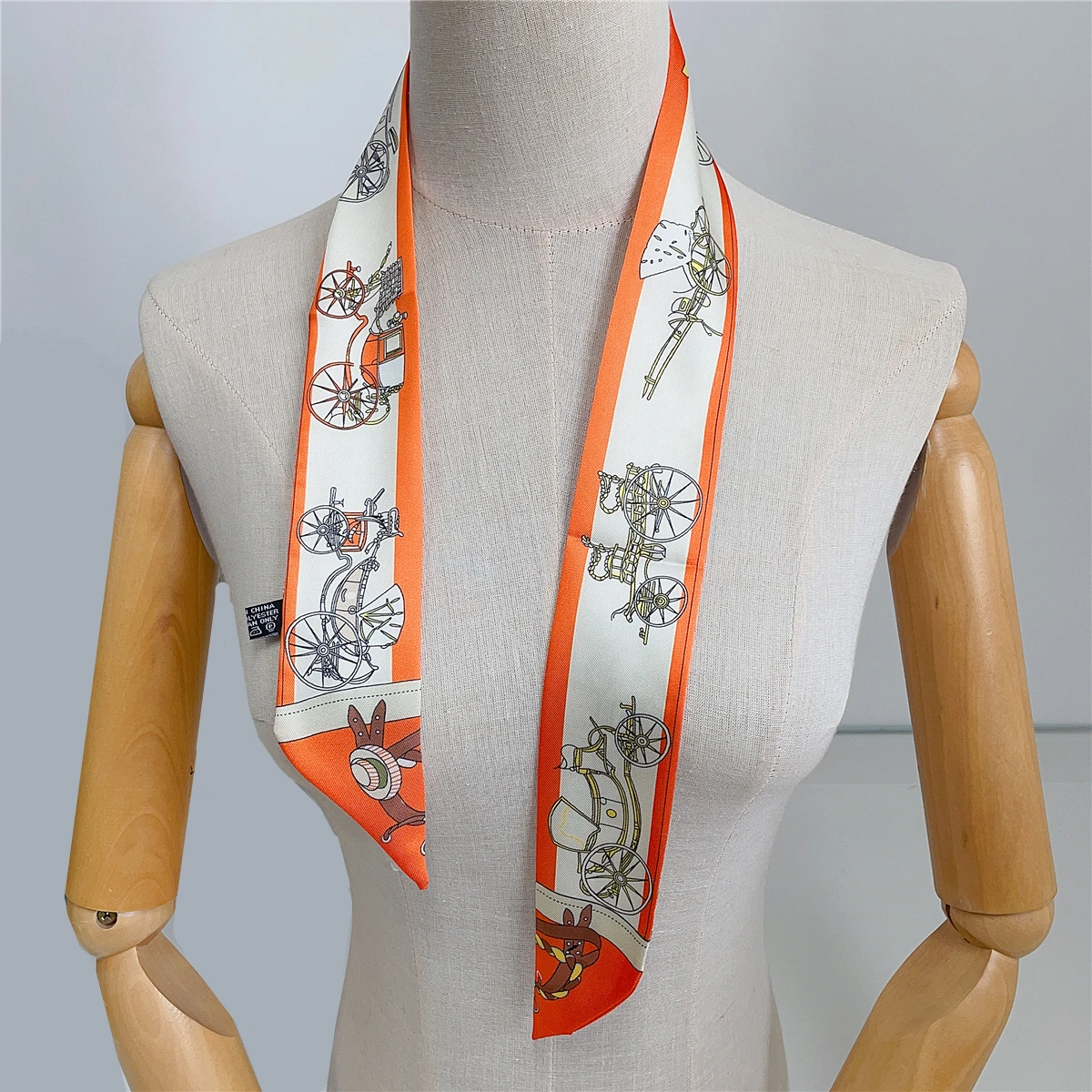 Classic Checkered Carriage Brand Design Twill Silk Scarf Luxury Scarf Women Foulard Skinny Bag Scarves Neckerchief Headband New