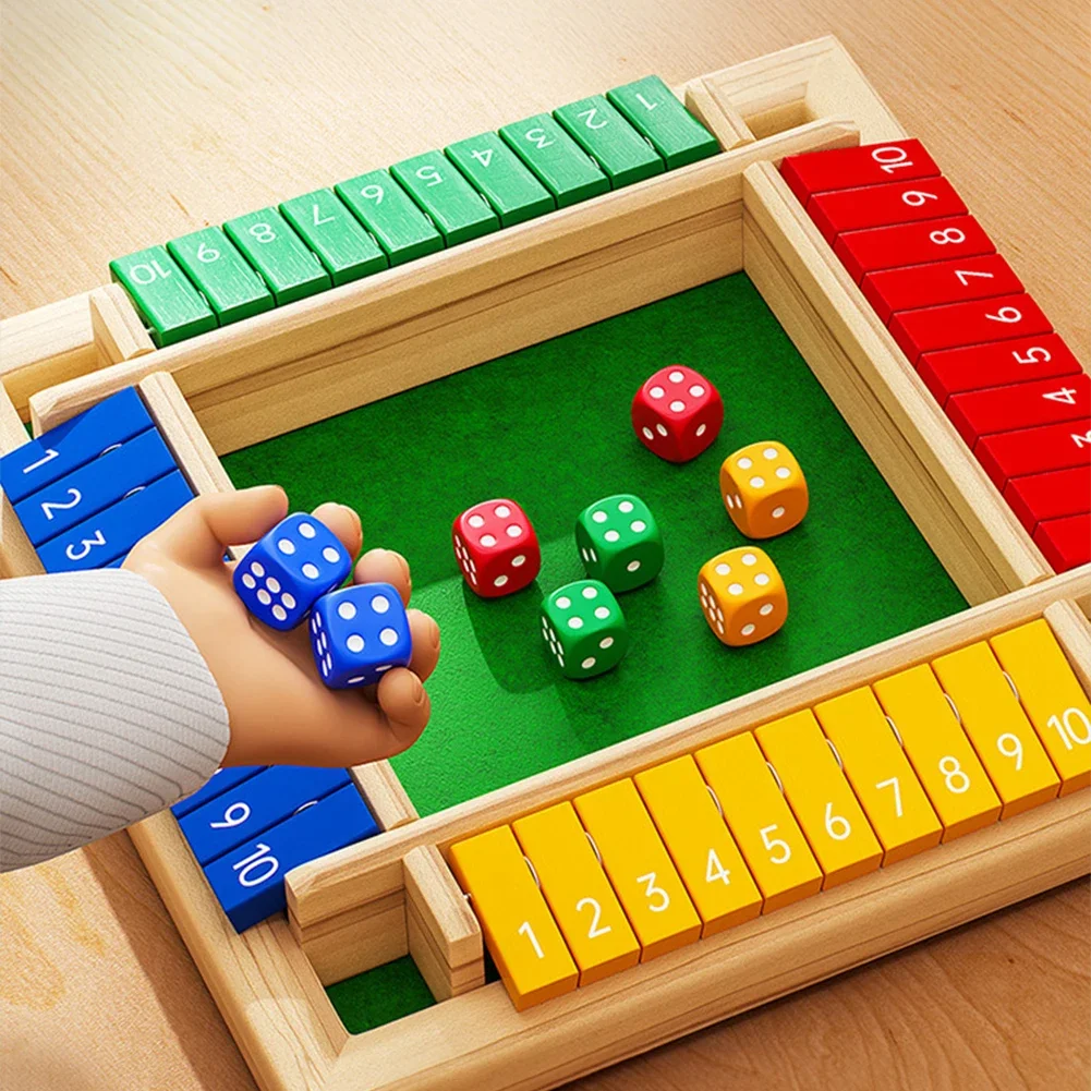 4/6 لاعبين اغلاق الصندوق لعبة النرد لوحة خشبية الجدول الرياضيات لعبة ألعاب الطاولة ستة جوانب لعبة بالتخبط ألعاب داخلية اغلاق الصندوق