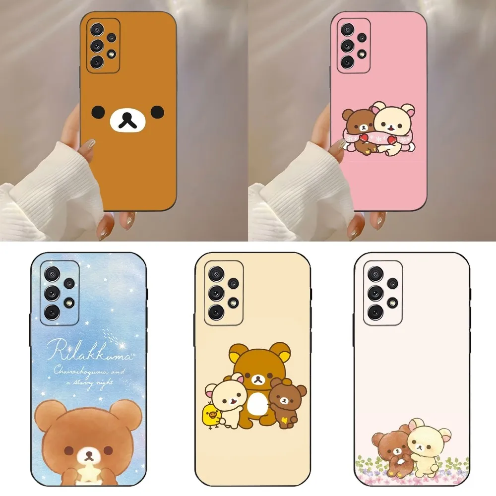 Cute R-Rilakkuma B-Bear Phone Case For Samsung Galaxy A91,A80,A73,A72 ,A71,A53A52,A32 ,A31A22,A21s,A20,Black Cover