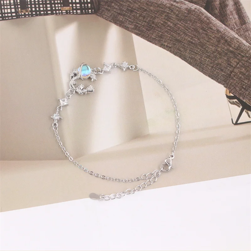 Popular Zircon Star Design Women Bracelet Jewelry Set Temperament Moonstone Moon Bracelet For Lady Hand Accessories