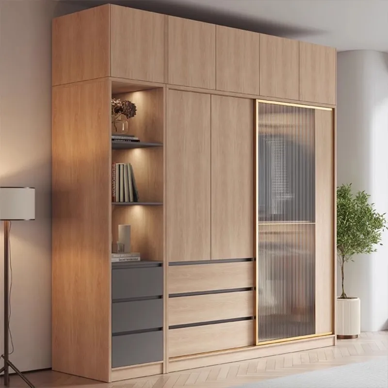 

Nordic Sliding Doors Wardrobes Elegant Modern Wooden Clothes Closet Wardrobes Bedroom Luxury Ropero Armable Furniture Home