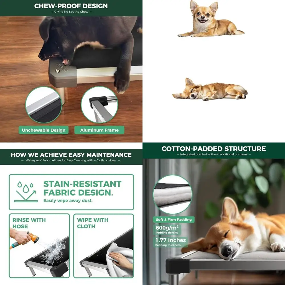 

Прочная приподнятая лежанка для собак – водонепроницаемая и моющаяся, подходит для маленьких собак, 23 длина x 17 ширина x 4,5 высота, черная