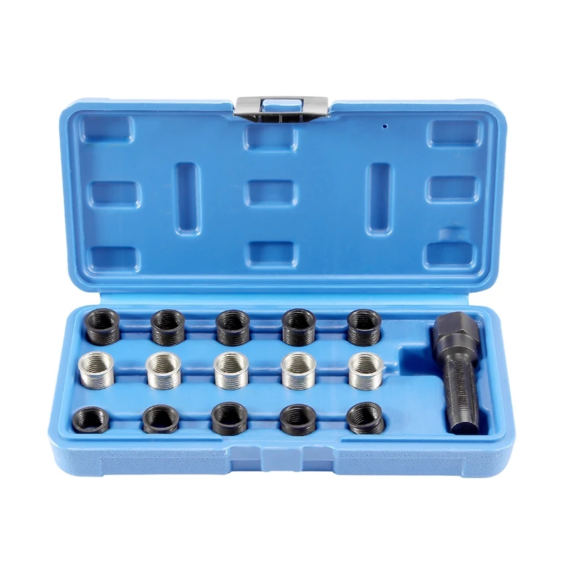 

16Pcs M14 X 1.25 0.4 Inch And 0.7 Inch Spark Plug Rethread Thread Repair Tools Kit Wire Sleeve