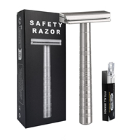 Stainless Steel Double Edge Safety Razor with 5 Spare Blades 30° Angled Precision Reusable Single Blade Razors for Men and Women
