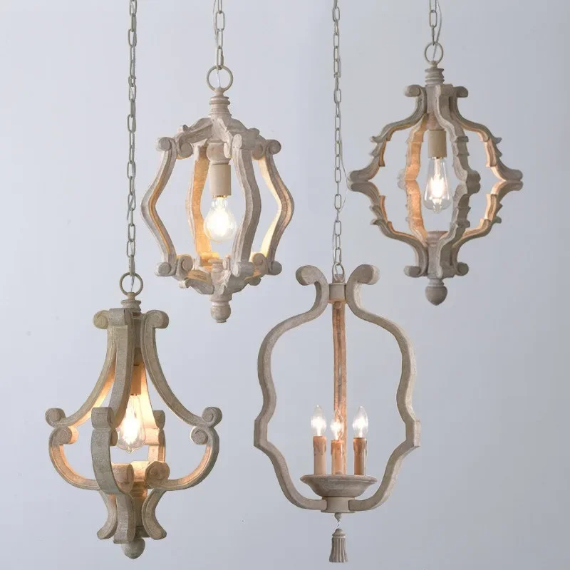 American chandelier wood art French pastoral bedroom dining room lights wine bar bed and breakfast villa shop decoration stair l