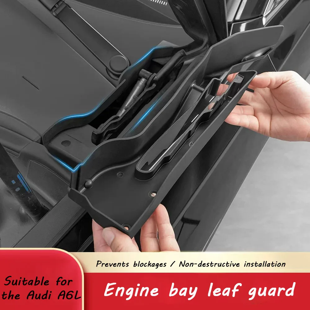 

Car Modification Front Bonnet Water Channel Leaf Guard Filter Screen Anti-Clogging Cover Kit For Audi A6L C8 (2019–2026)