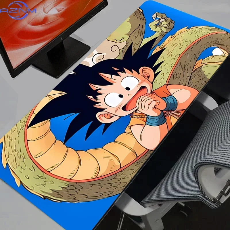 Bright Blue Backdrop Cartoon Anime Boy and Dragon Pattern Mouse Pad, Rubber Non Slip Backing, Smooth Surface Gaming Desk Mat for