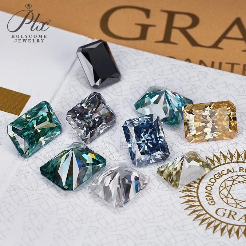 100% Moissanit-Diamant, Radiant-Schliff, 0,3-10 Karat, DIY-Ring, Halskette, Ohrringe, Hauptmaterialien, Großhandel, Perlen in Primärfarben – Detail 3