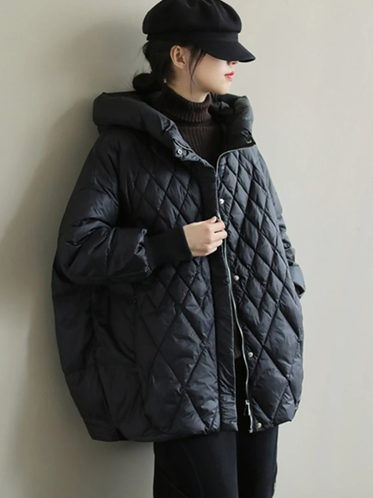 New Autumn Winter Women Hooded Loose 90% White Duck Down Parka Casual Female Thick Warm Down Coat Snow Jackets Outwear