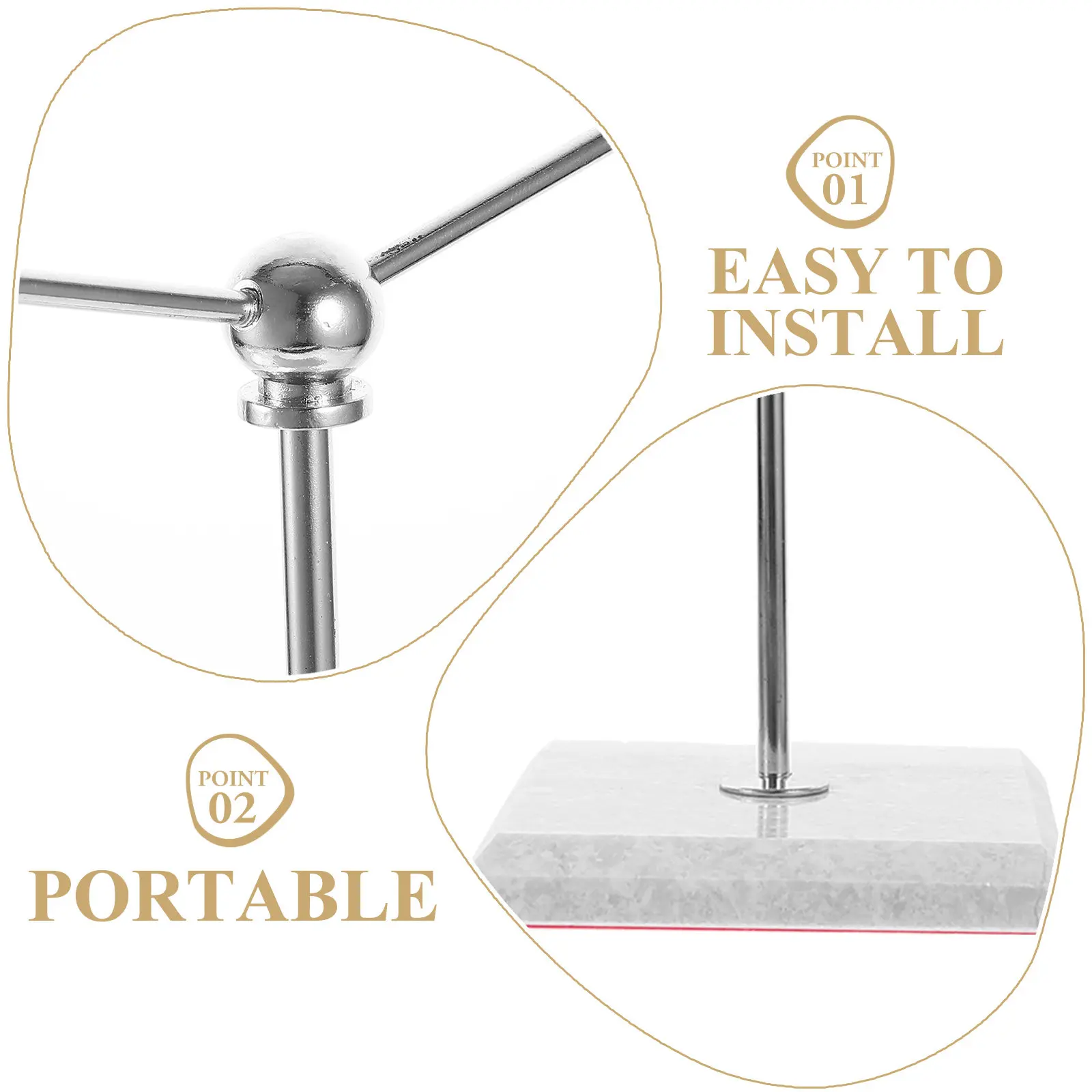 1Set Marble Desktop Flag Holder Set Stainless Steel Pole Stable Compact Table Flag Base Office Meeting Supplies