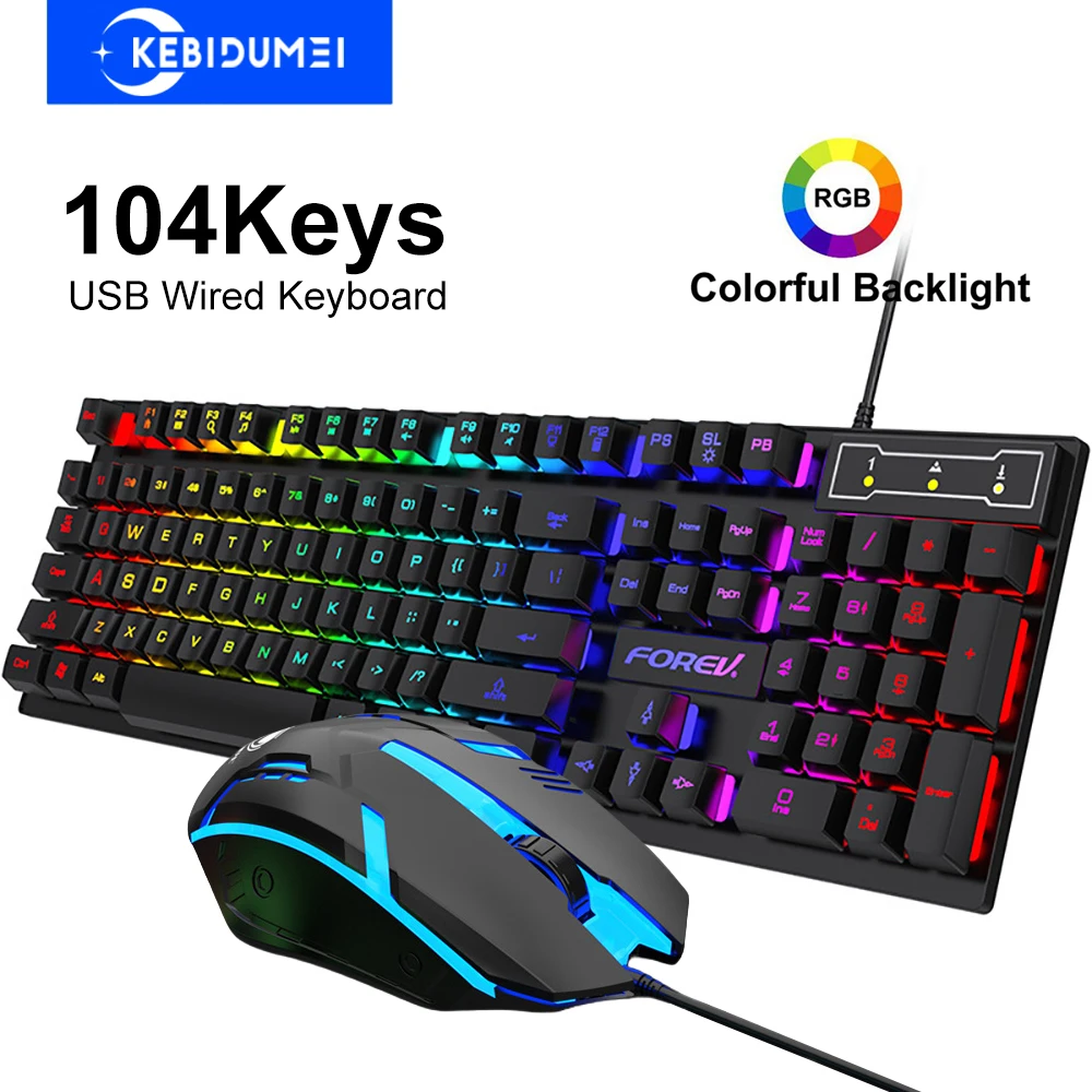 

USB Wired Keyboard RGB Color Gaming Keyboard Mechanical Feel keyboard 104 Keys Standard for Windows Laptop Computer