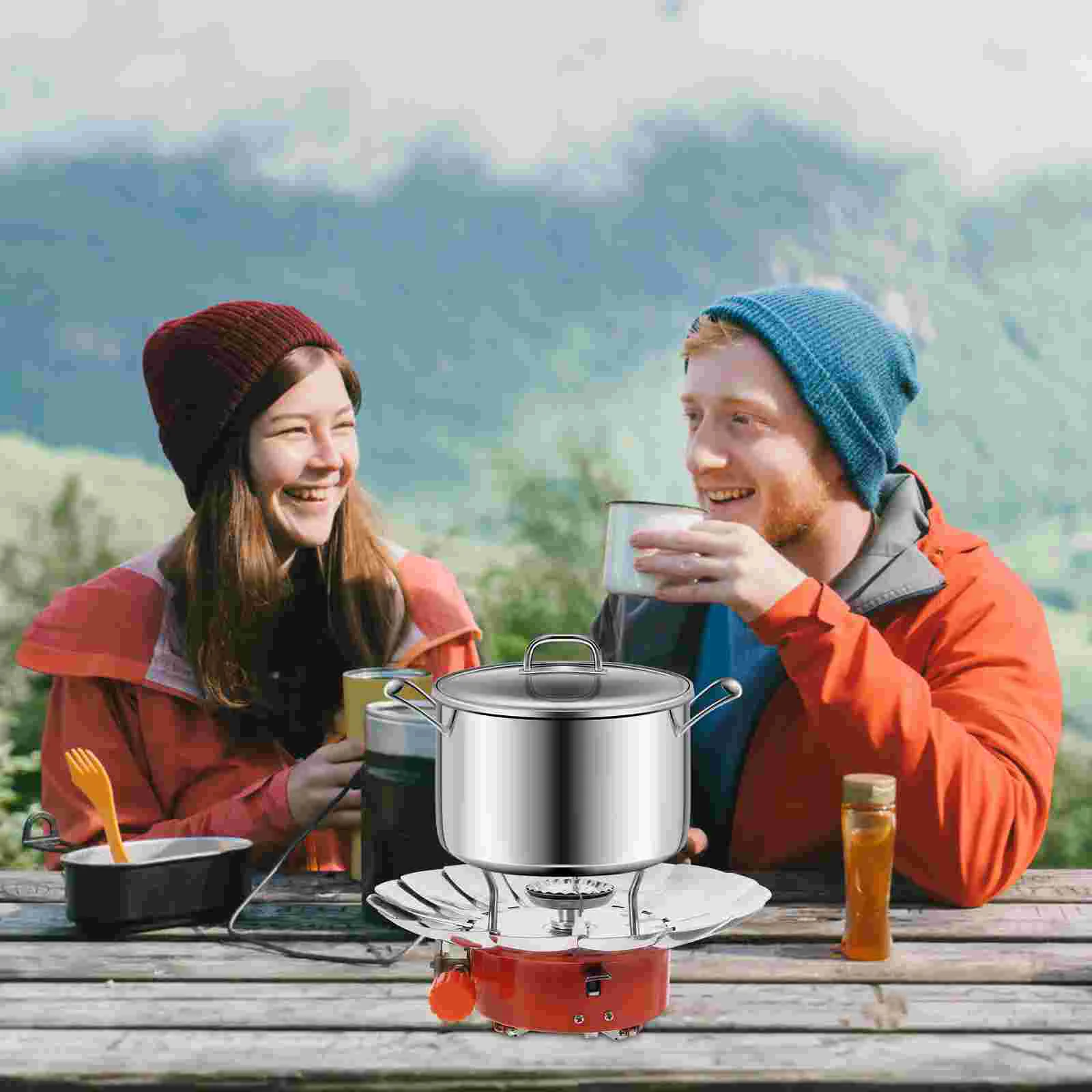 Outdoor Portable Wind-Resistant Furnace End Lotus Furnace Camping Picnic Coying Utensils Cooking Range Picnic Stoves (Small)