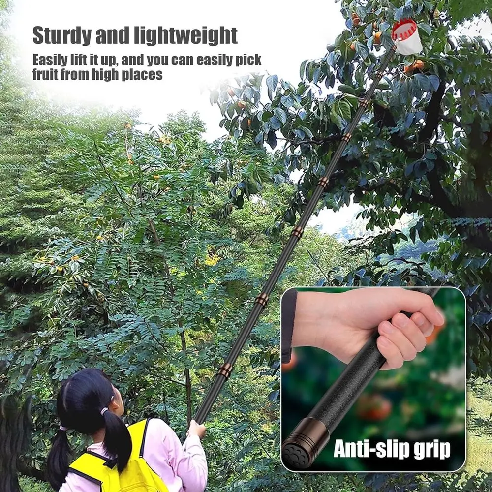 Poste recolector de frutas telescópico con cesta, herramienta ligera para cosechar abacate, limón, naranja y mango