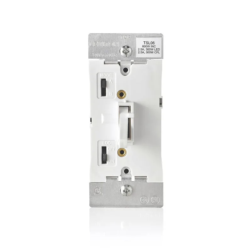 

Тумблер диммера Leviton для светодиодов с регулируемой яркостью, галогенных и ламп накаливания, TSL06-1LW, белый